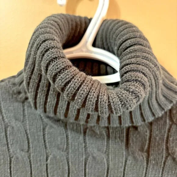 Ralph Lauren Sport Black Turtleneck Sweater L Cable Knit Pullover Purple Polo - Picture 3 of 11